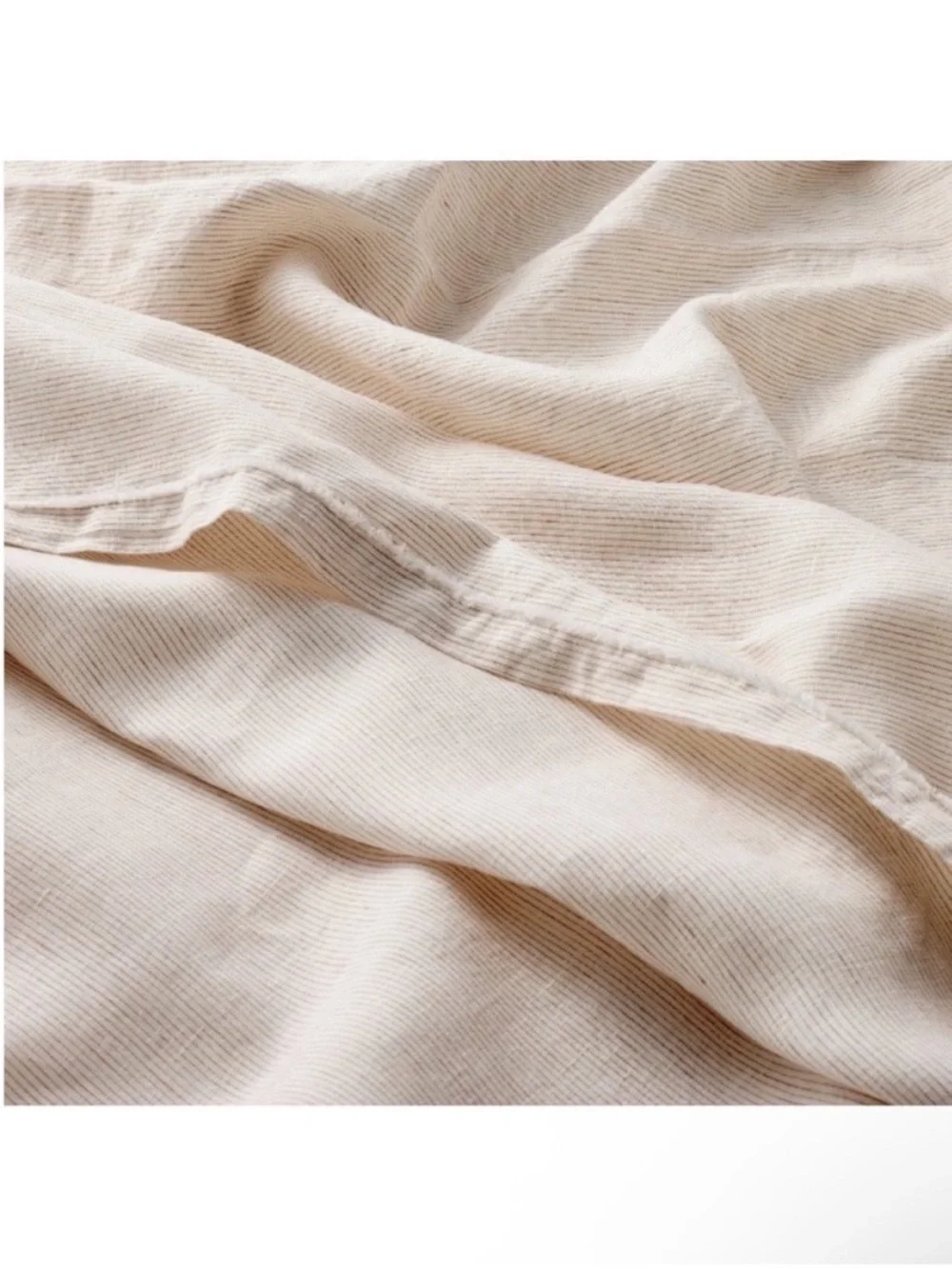 NWT Queen 100% Linen Sheet Set Adobe Clay Micro Stripe - Casaluna